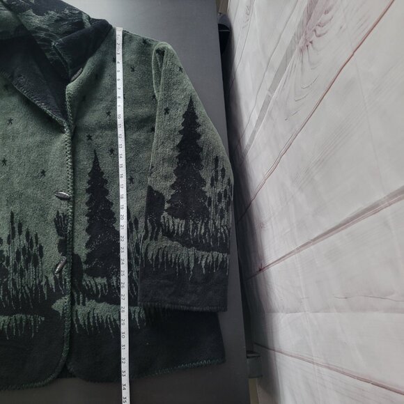 Vintage Nordic Lights Fleece Hooded Reversible Jacket Women’s XL Forrest Green - Picture 9 of 9